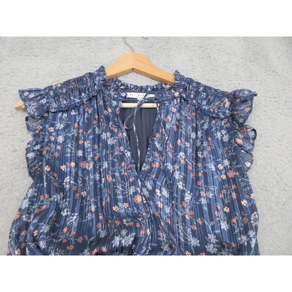 Current Air Dress Women S Blue Floral Cottagecore Smocked Ruffle Feminine Chic - Picture 5 of 16